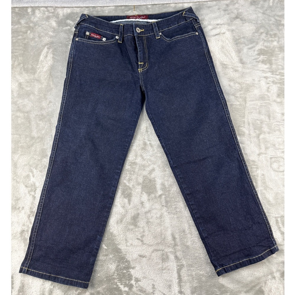 Baby Phat Womens Dark Wash Love Graphic Straight Leg Jeans Size 11 D1C147AS